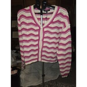 Strut & Bolt Chevron Pattern Button‎ Up Sweater. 24" To 26" PTP  Oversized  Size